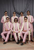 Outstanding Pink Art Silk Embroidered Wedding Kurta Pyjama for Men with Cream Stole
