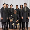Classic Black Art Silk Embroidered Wedding Kurta Pyjama with Stole for Men