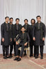 Classic Black Art Silk Embroidered Wedding Kurta Pyjama with Stole for Men