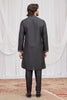 Classic Black Art Silk Embroidered Wedding Kurta Pyjama with Stole for Men