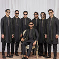 Classic Black Art Silk Embroidered Wedding Kurta Pyjama with Black Stole for Men