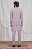 Nawabi Lavender Armani Fabric Hand Work Kurta Pyjama Set with Jacket