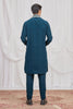 Trendy Morpeach Armani Fabric Hand Work Kurta Pyjama Set with Stole for Men
