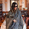 Designer Grey Printed Organza Saree Zari Border Traditional Saree