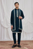 Trendy Morpeach Armani Fabric Hand Work Kurta Pyjama Set with Stole for Men