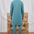 Awesome Teal Green Armani Fabric Hand Work Kurta Pyjama Set with Stole for Men