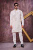 Designer Off White Armani Embroidered Wedding Kurta Pyjama Set for Men