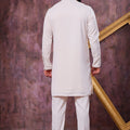 Designer Off White Armani Embroidered Wedding Kurta Pyjama Set for Men