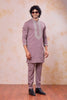Charming Mauve Armani Embroidered Wedding Kurta Pyjama Set for Men