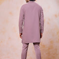 Charming Mauve Armani Embroidered Wedding Kurta Pyjama Set for Men