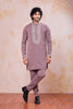 Charming Mauve Armani Embroidered Wedding Kurta Pyjama Set for Men