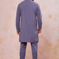 Stylish Grey Armani Fabric Embroidered Wedding Kurta Pyjama Set for Men