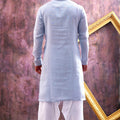 Grateful Sky Blue Cotton Embroidered Patiyala Style Kurta Pyjama Set for Men