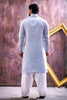 Grateful Sky Blue Cotton Embroidered Patiyala Style Kurta Pyjama Set for Men
