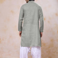 Fancy Green Cotton Embroidered Patiyala Style Kurta Pyjama Set for Men