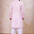 Handsome Pink Cotton Embroidered Patiyala Style Kurta Pyjama Set for Men