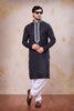 Classic Black Cotton Embroidered Kurta with Patiala Style Pyjama for Men