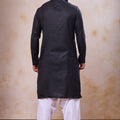 Classic Black Cotton Embroidered Kurta with Patiala Style Pyjama for Men