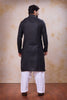 Classic Black Cotton Embroidered Kurta with Patiala Style Pyjama for Men