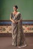 Grey Designer Silk Saree with Heavy Embroidery Border