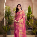 Pink Banarasi Silk Saree Festive Wear Saree