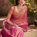 Pink Banarasi Silk Saree Festive Wear Saree