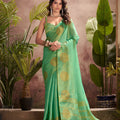 Elegant Green Banarasi Silk Saree with Golden Zari Festive Wear