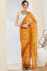 
Mustard Yellow Floral Printed Designer Saree with Contrast Border
