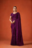 Wine Purple Embroidered Saree with Matching Blouse Party Wear Saree