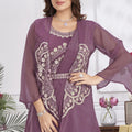 Stylish Mauve Designer Saree with Embroidered Shrug Sequins Blouse