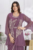 Stylish Mauve Designer Saree with Embroidered Shrug Sequins Blouse