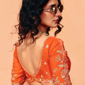 Orange Designer Saree Embroidered Border Saree
