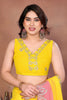 Yellow and Peach Georgette Saree Embroidered Border Work