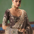 Grey Designer Silk Saree with Heavy Embroidery Border