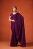 Wine Purple Embroidered Saree with Matching Blouse Party Wear Saree