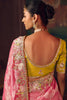 Pink Banarasi Silk Saree with Golden Zari Contrast Yellow Blouse