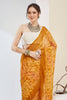 Mustard Yellow Floral Printed Designer Saree with Contrast Border