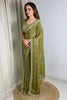 Olive Green Organza Silk Saree Heavy Sequins Embroidered Border Designer Blouse