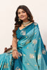 Teal Blue Kanjivaram Silk Saree with Rich Gold Zari Border