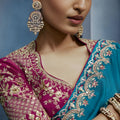 Luxury Teal Blue Embroidered Saree with Designer Blouse