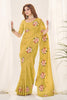 Mustard Yellow Organza Saree Floral Embroidery Designer Blouse