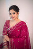 Designer Rani Pink Georgette Saree Heavy Embroidered Border Sequins Work