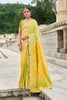 Lime Yellow Embroidered Organza Silk Saree Designer Lace Border