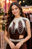 Chocolate Brown Designer Ready to Wear Saree Pearl Embellished Cape Blouse