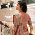 Dusty Pink Embroidered Silk Saree with Heavy Designer Border