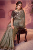 Designer Grey Silk Bandhani Printed Saree Embroidered Stone Work Border