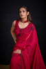 Rani Pink Embroidered Silk Saree with Designer Blouse