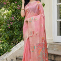 Peach Pink Banarasi Silk Saree with Rich Woven Zari Pallu