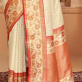 Elegant Cream Banarasi Silk Saree Festive Wear