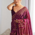 Designer Wine Colour Georgette Saree Party Wear